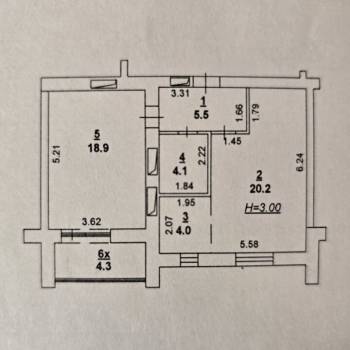 Продается 1-комнатная квартира, 54,9 м²