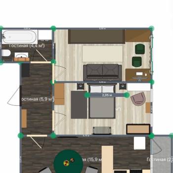 Продается 2-х комнатная квартира, 52 м²