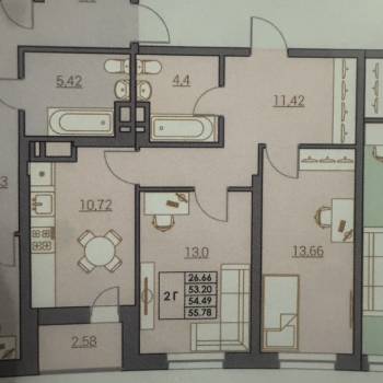 Продается 2-х комнатная квартира, 53,4 м²