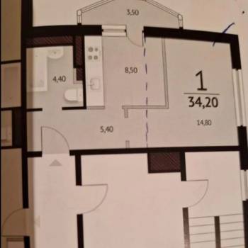 Продается 1-комнатная квартира, 34 м²