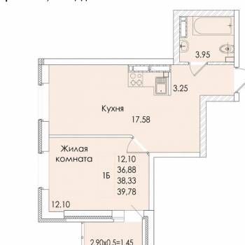 Продается 1-комнатная квартира, 39,8 м²