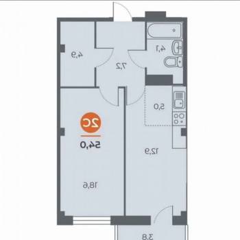 Продается 1-комнатная квартира, 54 м²