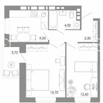Продается 2-х комнатная квартира, 50,3 м²