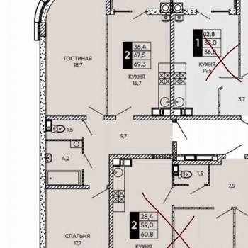 Продается 3-х комнатная квартира, 67,5 м²