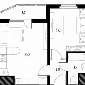 Продается 2-х комнатная квартира, 44 м²