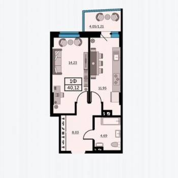 Сдается 1-комнатная квартира, 40 м²