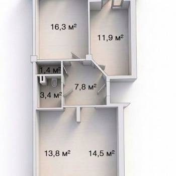 Продается 1-комнатная квартира, 69,1 м²