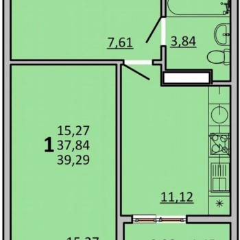 Продается 1-комнатная квартира, 37,6 м²