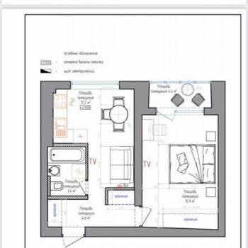 Продается 1-комнатная квартира, 41 м²