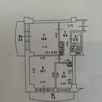 Продается 2-х комнатная квартира, 70 м²