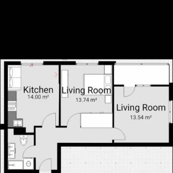 Продается 2-х комнатная квартира, 57 м²