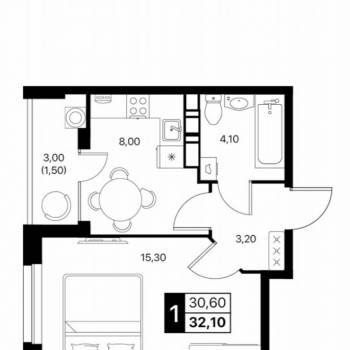 Продается 1-комнатная квартира, 33 м²