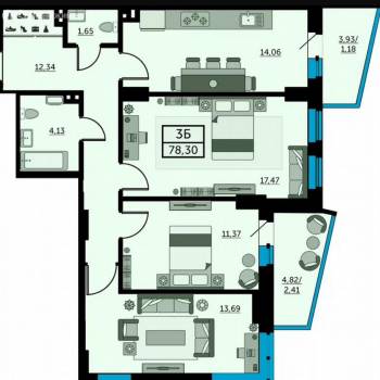 Продается 3-х комнатная квартира, 75 м²