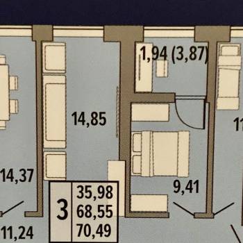Продается 3-х комнатная квартира, 72 м²