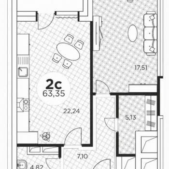 Продается 2-х комнатная квартира, 63 м²