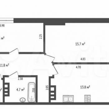 Продается 2-х комнатная квартира, 61 м²