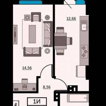 Продается 1-комнатная квартира, 42 м²