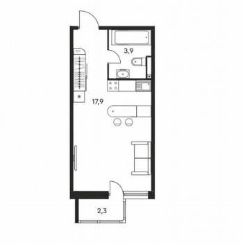 Продается 1-комнатная квартира, 24,1 м²