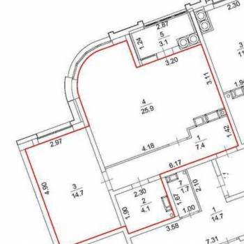 Продается 1-комнатная квартира, 52,1 м²