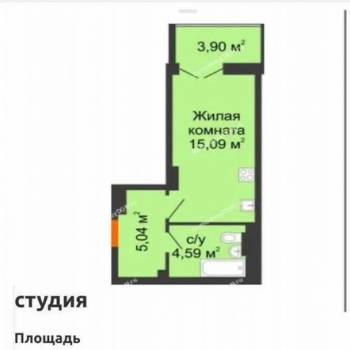 Продается 1-комнатная квартира, 24,6 м²