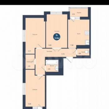 Продается 3-х комнатная квартира, 75 м²