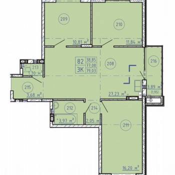 Продается 3-х комнатная квартира, 79 м²