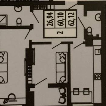 Продается 2-х комнатная квартира, 62 м²