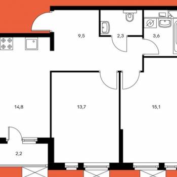 Продается 2-х комнатная квартира, 59,9 м²