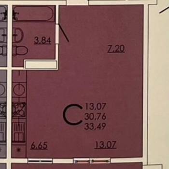 Продается 1-комнатная квартира, 33,5 м²