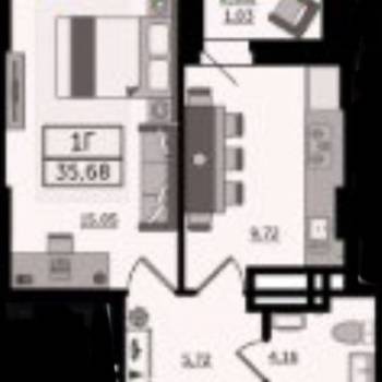 Продается 1-комнатная квартира, 35,7 м²