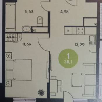 Сдается 1-комнатная квартира, 37 м²