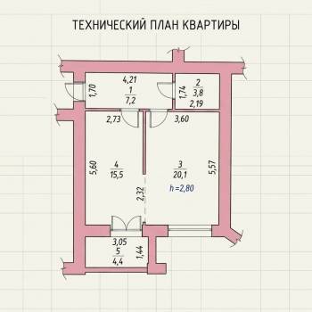 Продается 1-комнатная квартира, 46,6 м²
