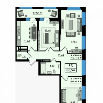 Продается 3-х комнатная квартира, 87 м²