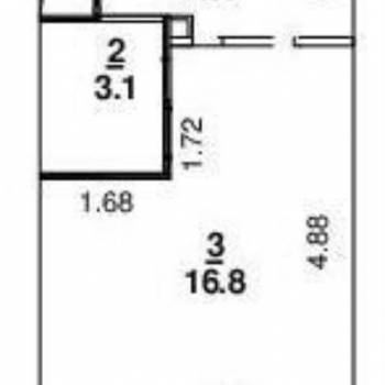Продается 1-комнатная квартира, 24,3 м²