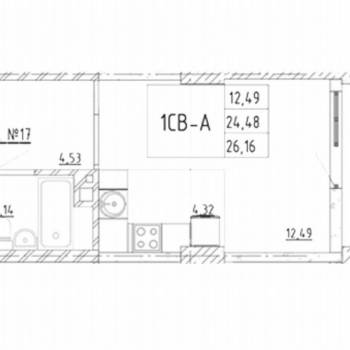 Продается 1-комнатная квартира, 24,3 м²