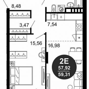 Продается 1-комнатная квартира, 60 м²