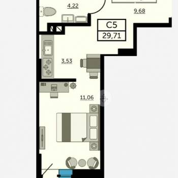 Продается 1-комнатная квартира, 32,7 м²