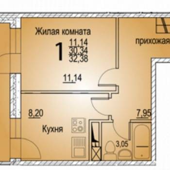Продается 1-комнатная квартира, 30,3 м²