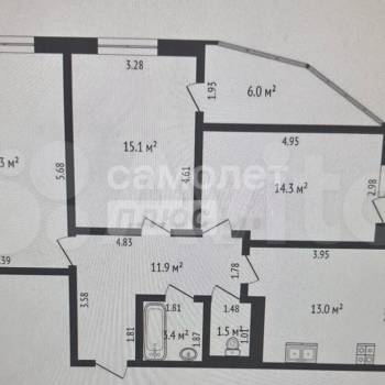 Продается 3-х комнатная квартира, 91 м²
