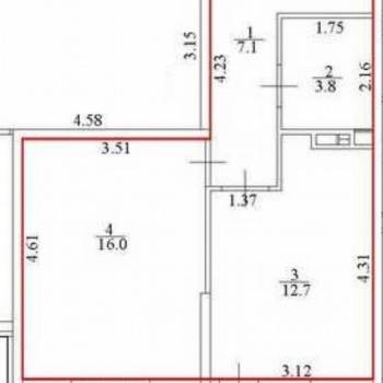 Продается 1-комнатная квартира, 41 м²