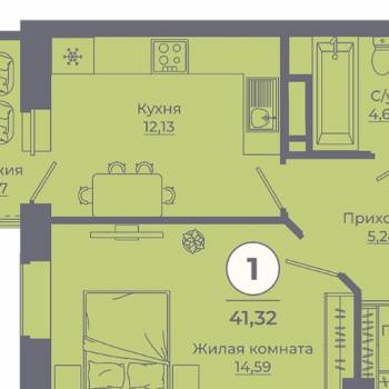 Продается 1-комнатная квартира, 41 м²