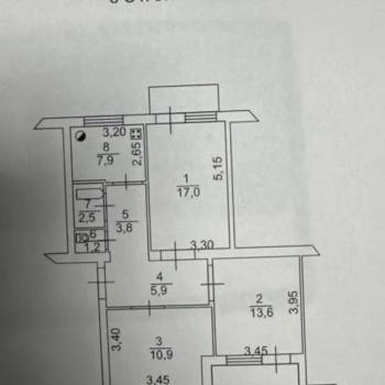 Продается 1-комнатная квартира, 62,8 м²