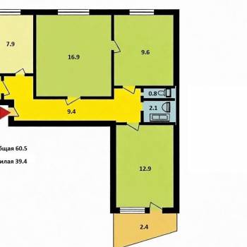 Продается 3-х комнатная квартира, 60,5 м²