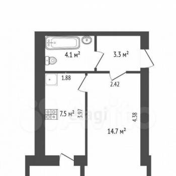 Сдается 1-комнатная квартира, 30 м²