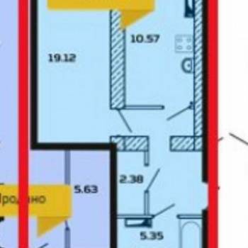 Продается 1-комнатная квартира, 44,6 м²