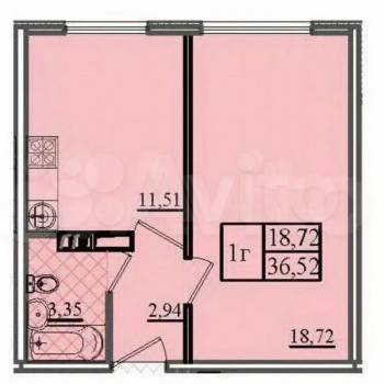 Продается 1-комнатная квартира, 36 м²