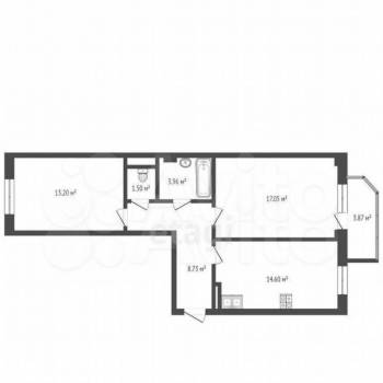 Продается 2-х комнатная квартира, 59 м²