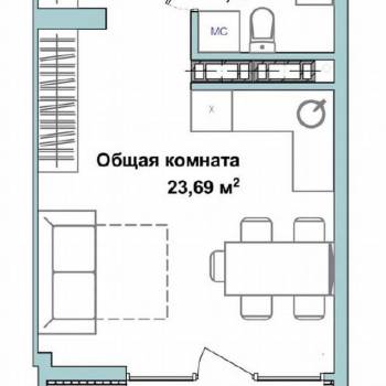 Продается 1-комнатная квартира, 34,6 м²