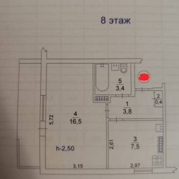 Продается 1-комнатная квартира, 37,8 м²