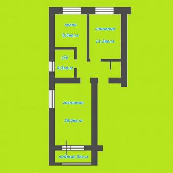 Продается 2-х комнатная квартира, 53,4 м²